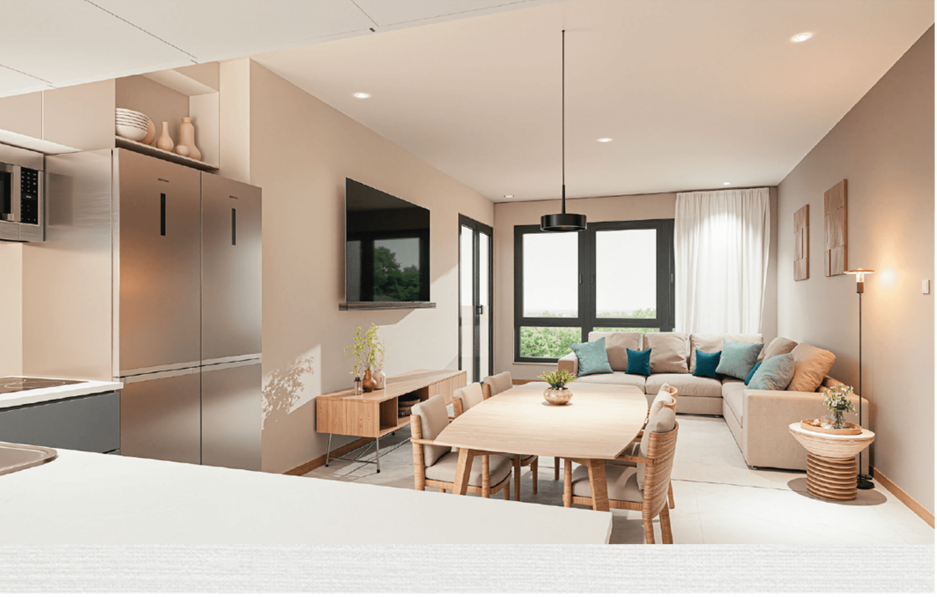 Séjour de l'appartement Indigo Salon élégant et moderne dans l’appartement mistico