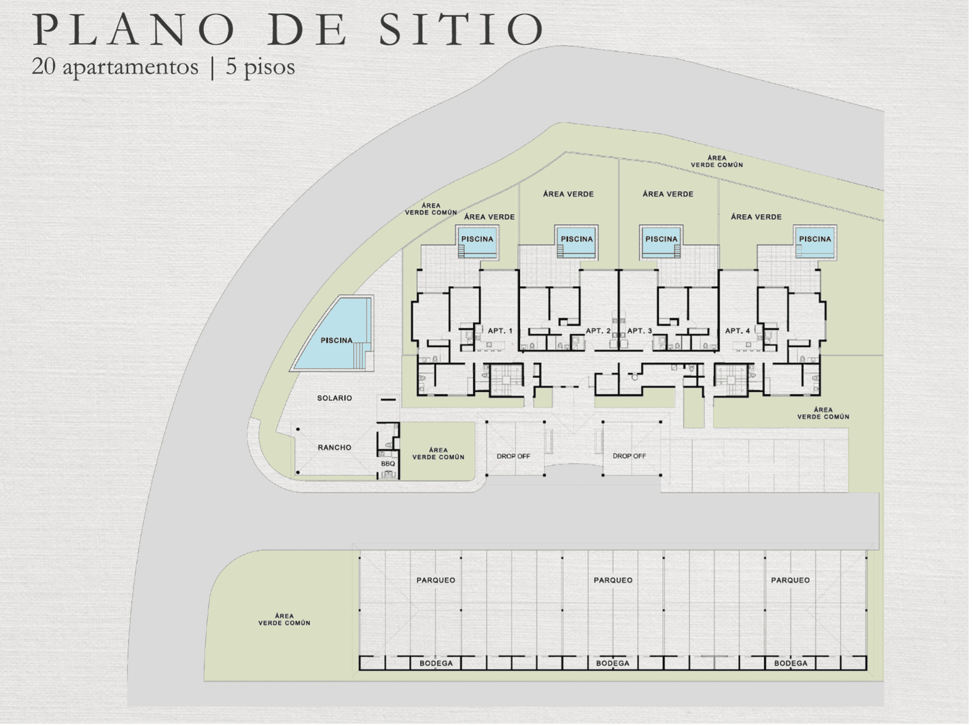 Plan directeur du projet Indigo Appartements Indigo, à vendre à Jacó, au Costa Rica