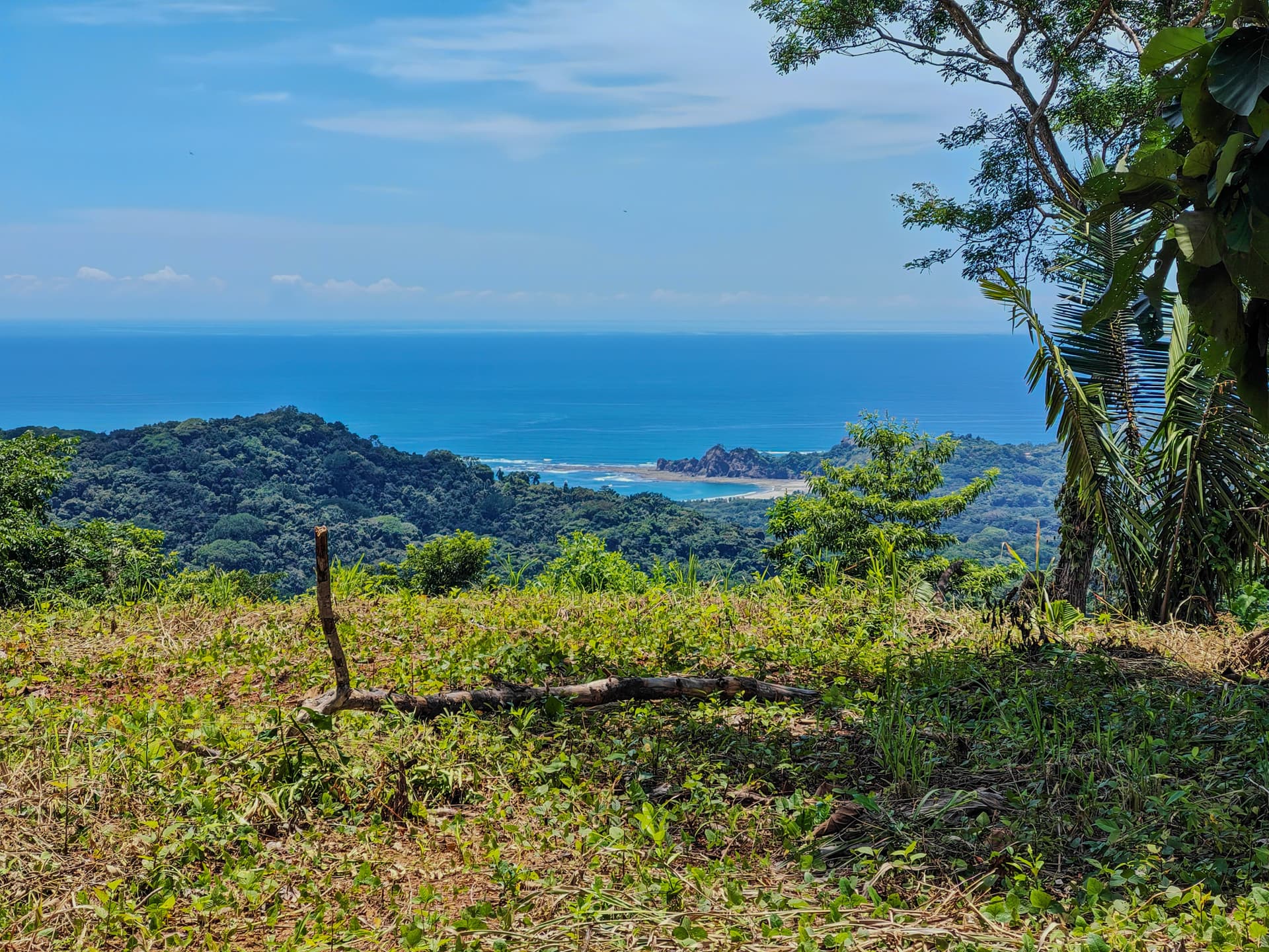 Vue côtière depuis la terre vue sur la côte et la plage depuis le terrain de la finca La Catarata, Sámara