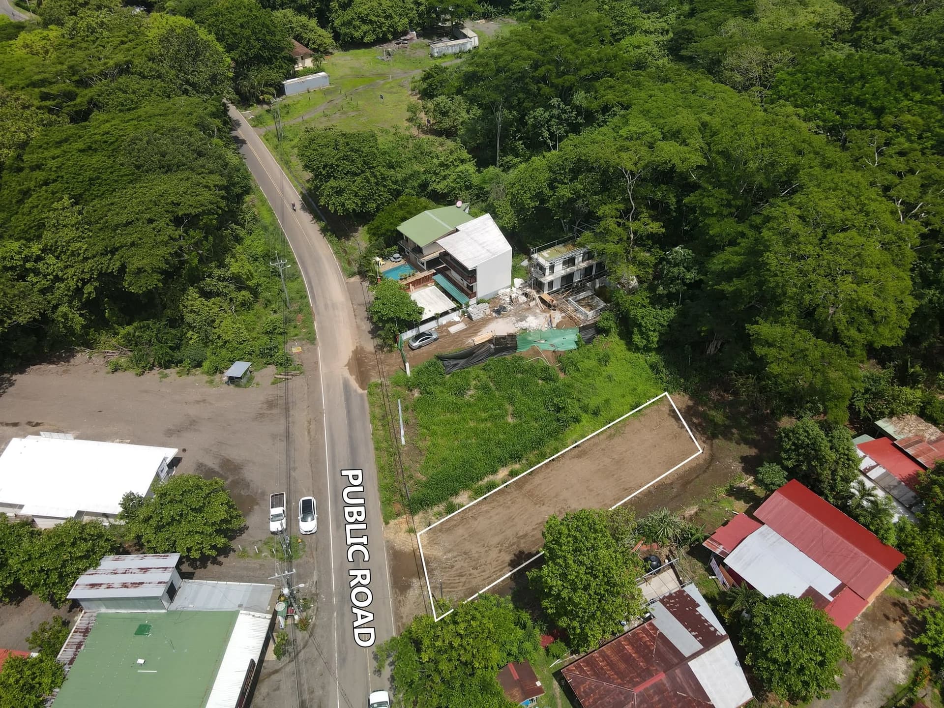Vue aérienne du lot Estrada vue aérienne d’un terrain commercial estrada puerto carrillo costa rica