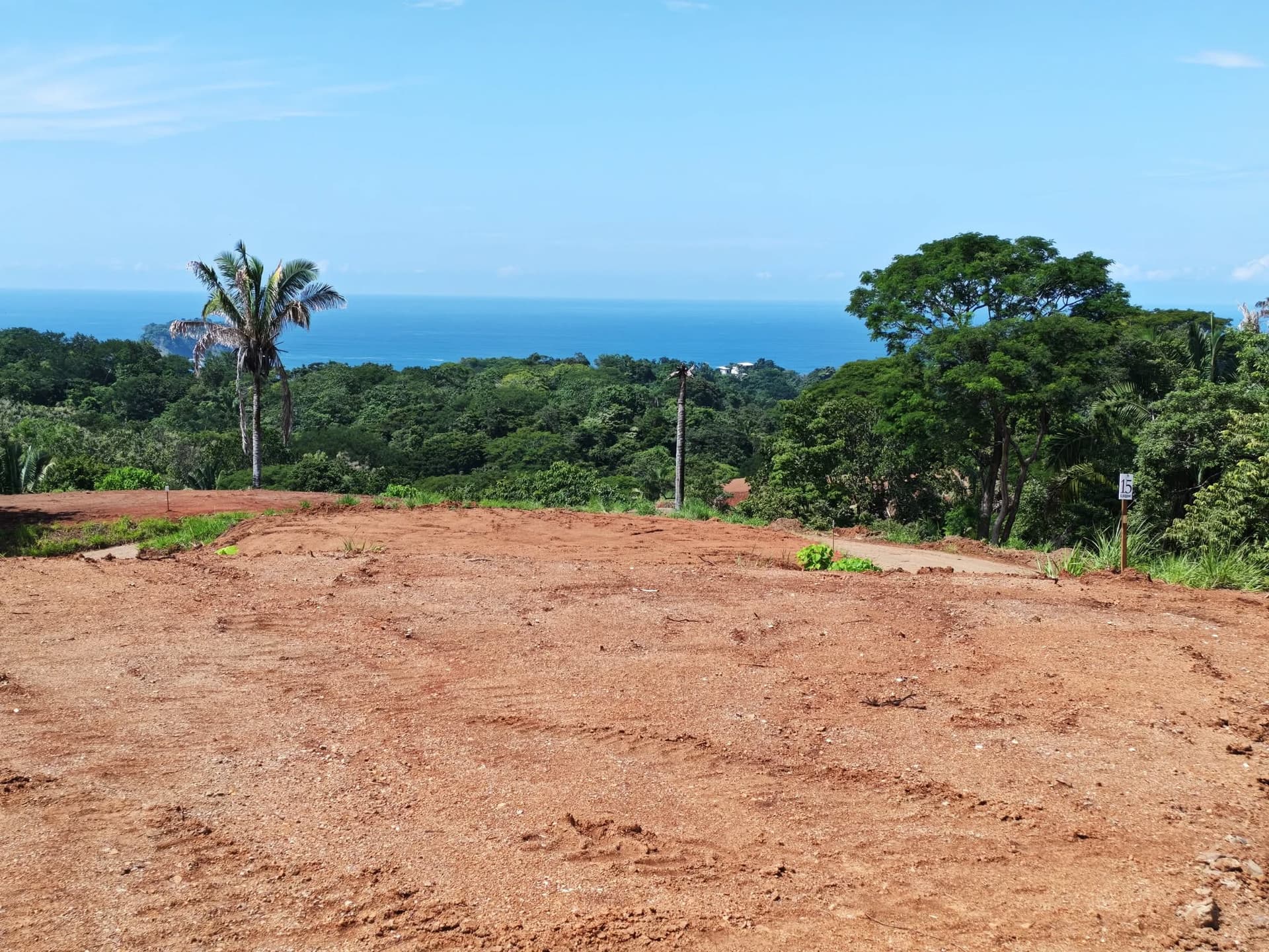 Vue sur l’océan depuis le plateau vue sur la mer depuis la plateforme du lot 15 samara avec végétation