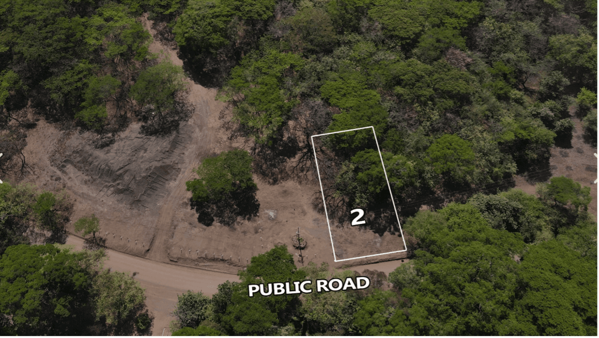 Lot 2 Samara Vue sur la façade aérienne lot 2 samara terrain plat aérien route publique costa rica